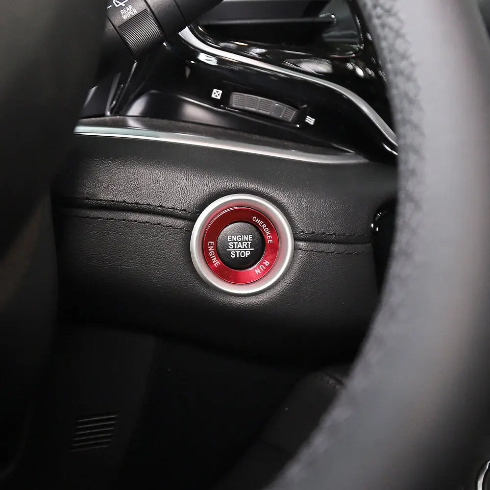 For Jeep 14+ Cherokee/ 2014-2021 Grand Cherokee WK2 Engine Start Stop Button Ring & Cap Cover Trim