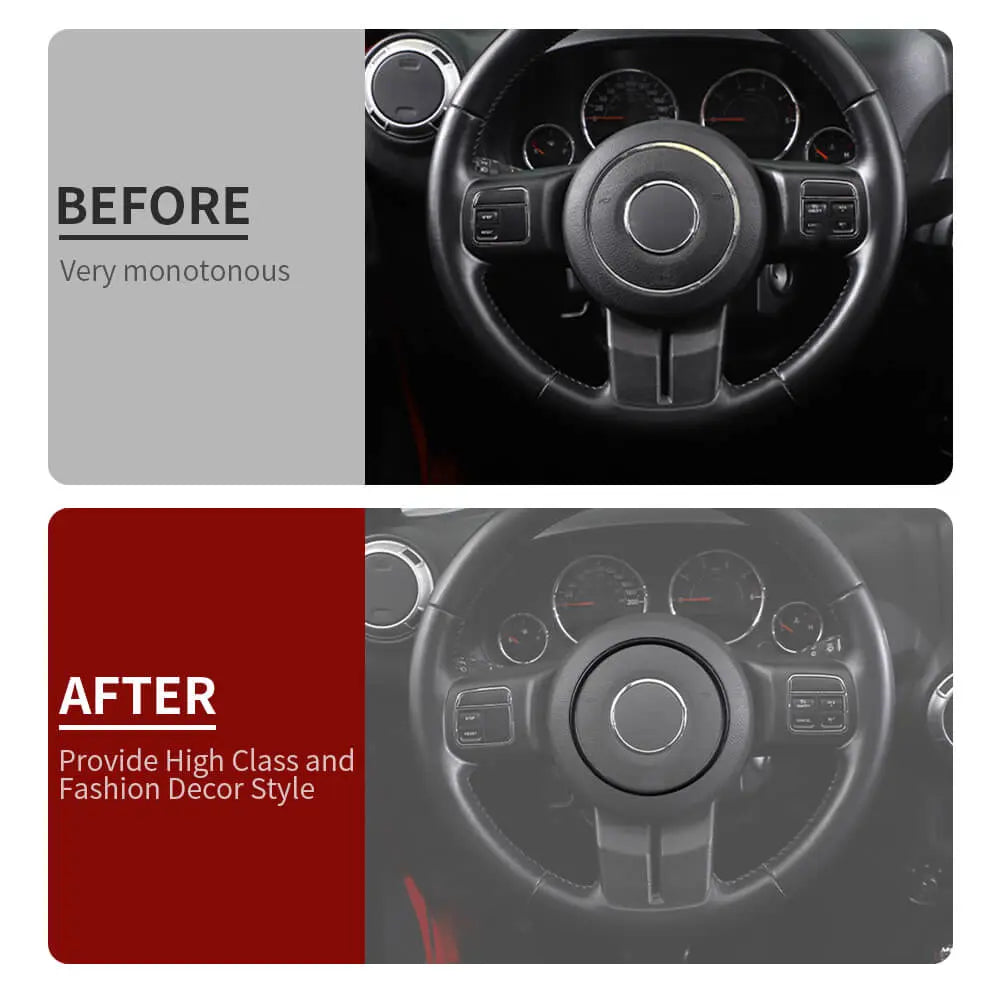 For Jeep 2011-2018 Wrangler JK /2011-2013 Grand Cherokee/2010-2015 Compass/ 2011-2015 Patriot Steering Wheel Center Cover Trim Ring