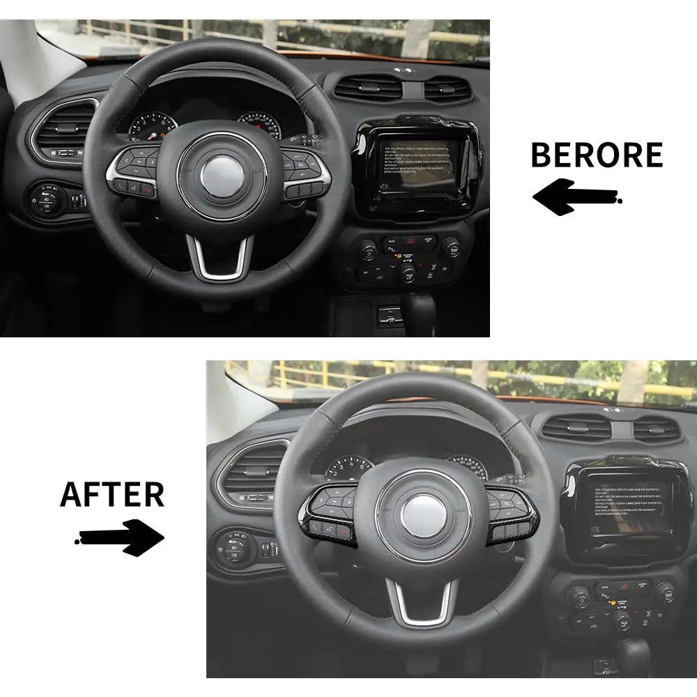 For Jeep 2015+ Renegade/ 2017-2021 Compass Steering Wheel Button Cover Trim Accessories