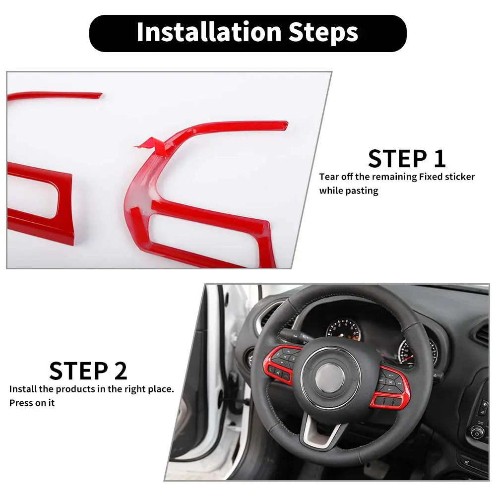 For Jeep 2015+ Renegade/ 2017-2021 Compass Steering Wheel Button Cover Trim Accessories