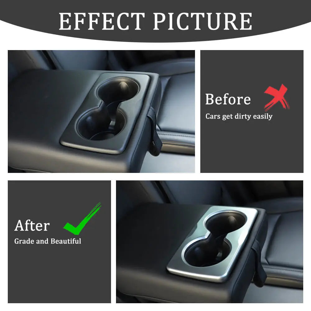 For Jeep Cherokee 2014+/Commander 2018+ Rear Cup Holder Cover Trim Panel Frame Silver