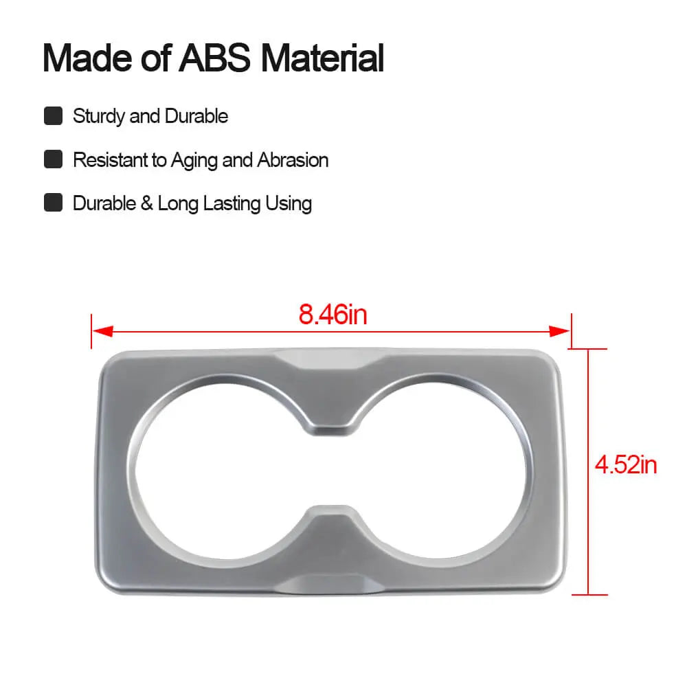 For Jeep Cherokee 2014+/Commander 2018+ Rear Cup Holder Cover Trim Panel Frame Silver