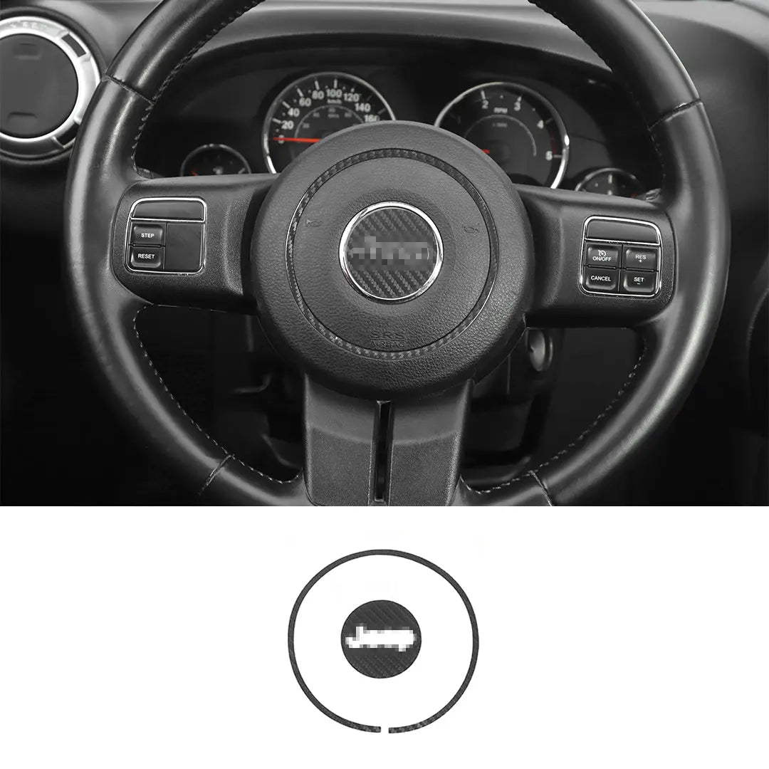 For Jeep Renegade 16+/ Grand Cherokee 11-21/ Cherokee14+/ Wrangler JK 11-18 Steering Wheel Center Trim Cover Soft Carbon Fiber