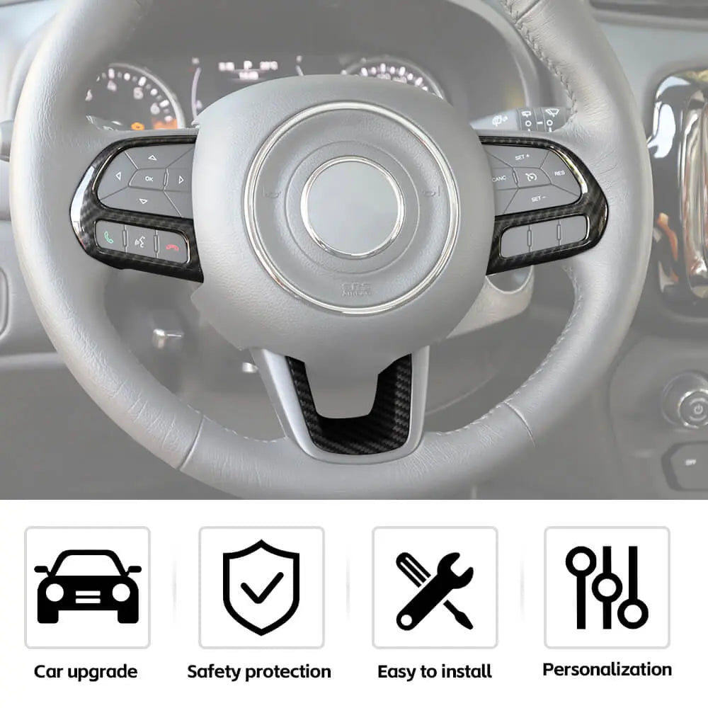 For Jeep Renegade 2015+ & Compass 2017-2021 Steering Wheel Cover Trim