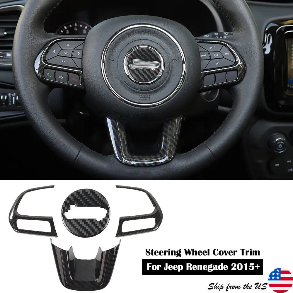 For Jeep Renegade 2015+ & Compass 2017-2021 Steering Wheel Frame Trim Decor Cover 4 Pcs
