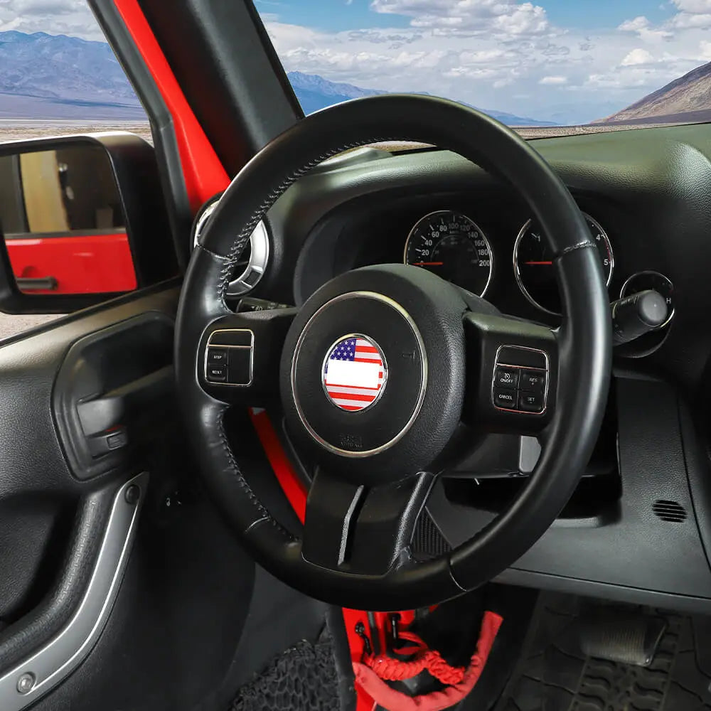 For Jeep Renegade 2016+/ Grand Cherokee WK2 11-21/ Cherokee14+/ Wrangler JK 11-18 Steering Wheel Center Trim Cover American Flag
