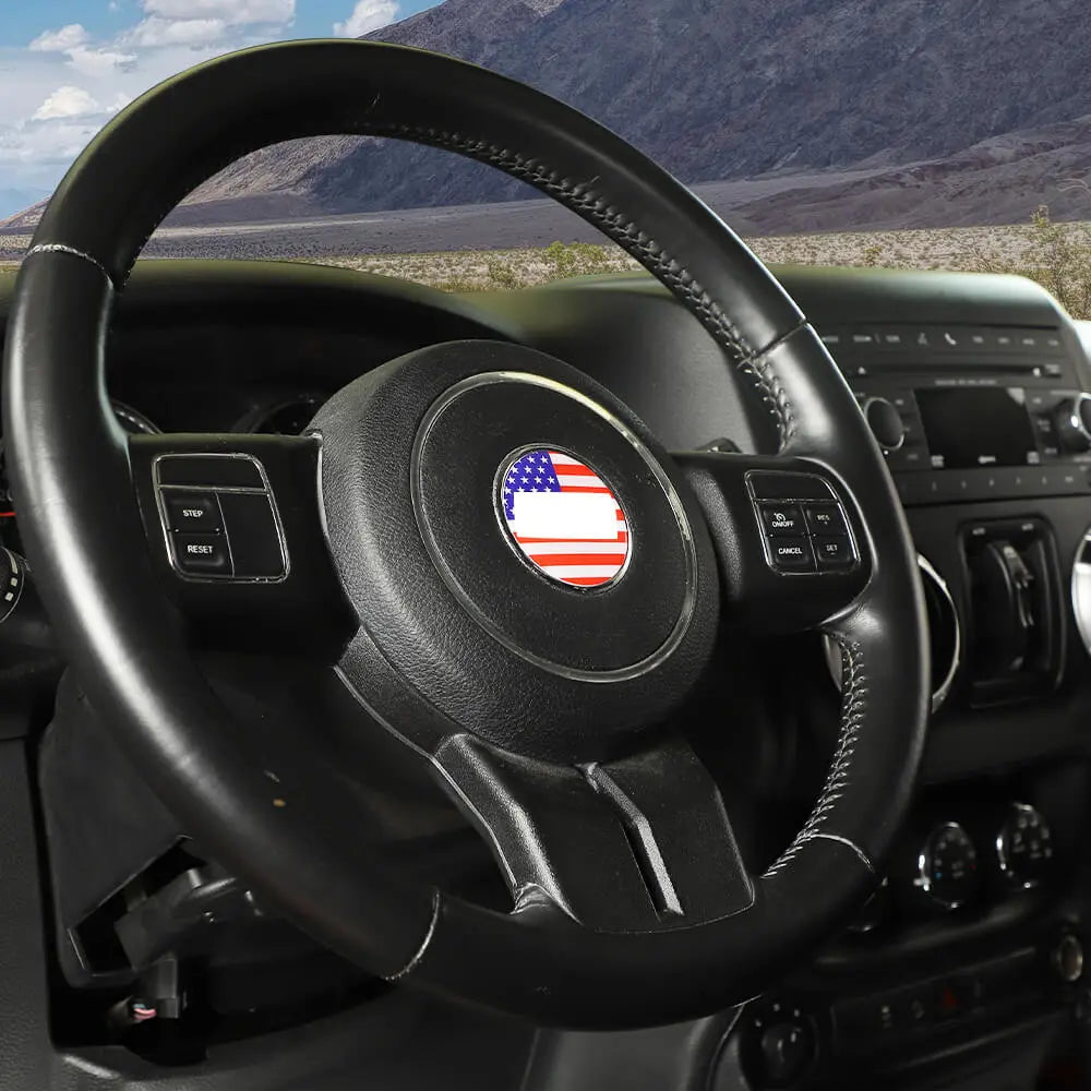For Jeep Renegade 2016+/ Grand Cherokee WK2 11-21/ Cherokee14+/ Wrangler JK 11-18 Steering Wheel Center Trim Cover American Flag