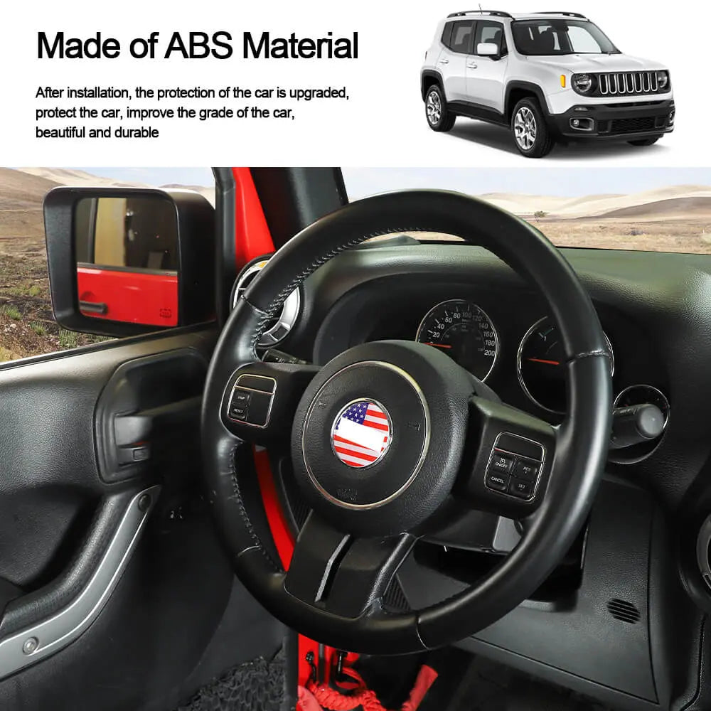 For Jeep Renegade 2016+/ Grand Cherokee WK2 11-21/ Cherokee14+/ Wrangler JK 11-18 Steering Wheel Center Trim Cover American Flag