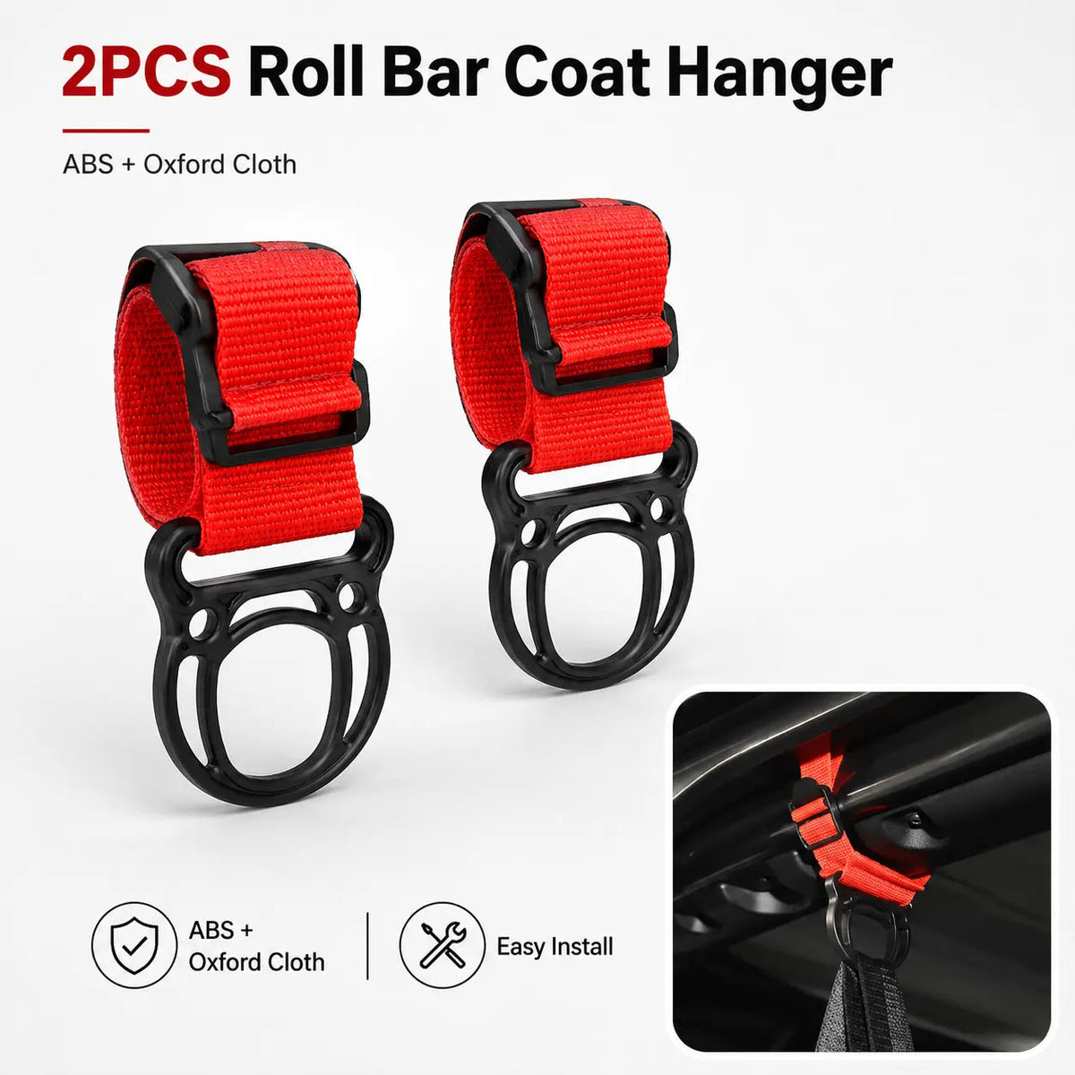 For Jeep Universal 2PCS Roll Bar Coat Hanger Clothes Hook