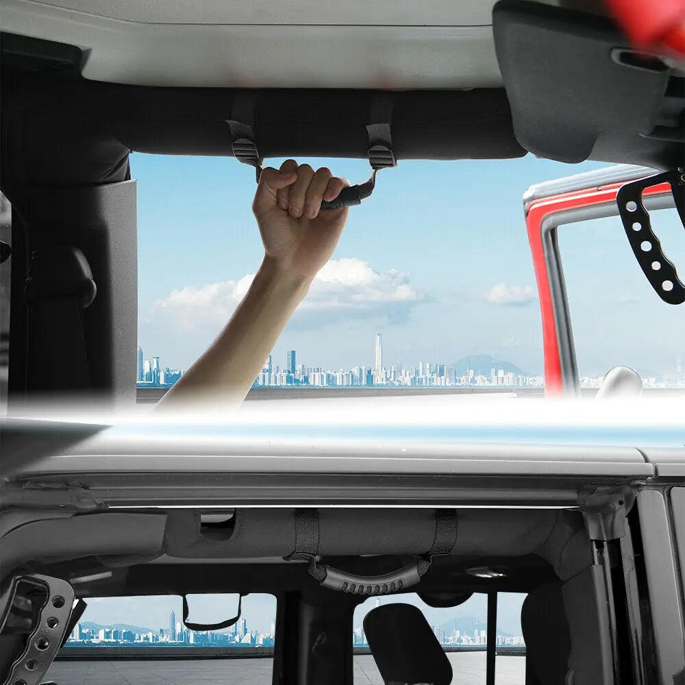 For Jeep Universal 4-Door Top Roll Bar Grab Handles Grip Black