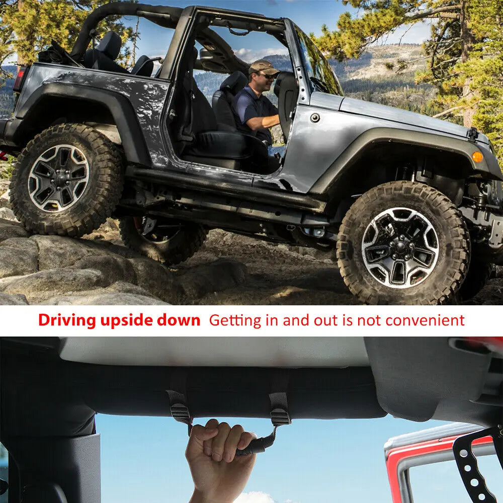 For Jeep Universal 4-Door Top Roll Bar Grab Handles Grip Black