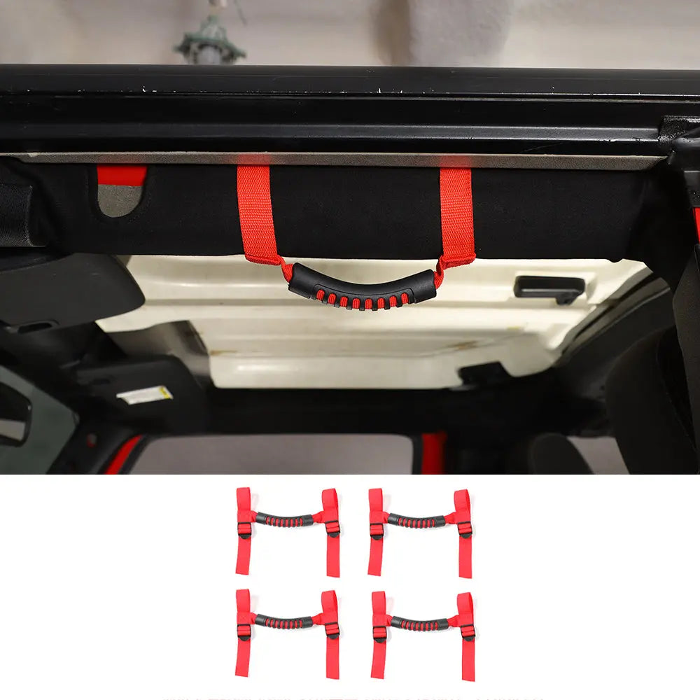 For Jeep Universal 4-Door Top Roll Bar Grab Handles Grip Black