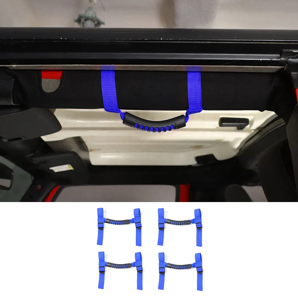 For Jeep Universal 4-Door Top Roll Bar Grab Handles Grip Black