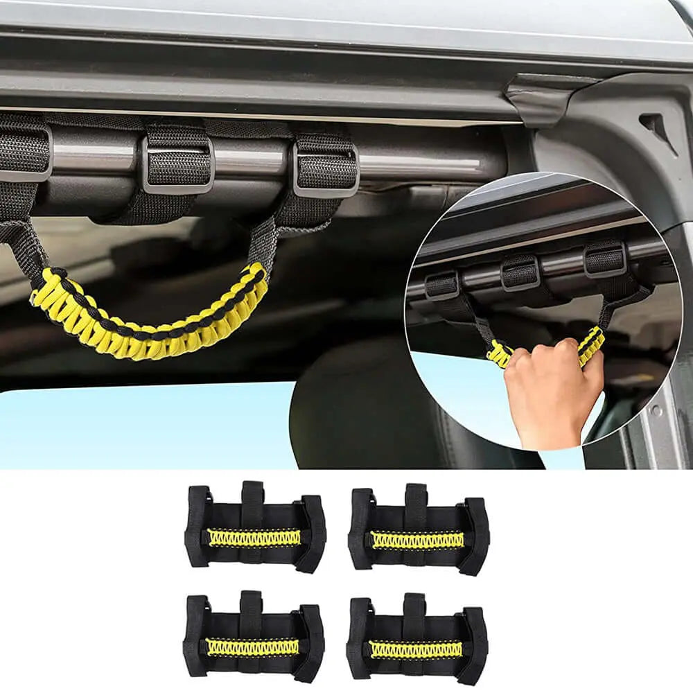 For Jeep Wrangler JL JK TJ YJ & Gladiator JT Roll Bar Grab Handles Paracord Grip Handle 4PCS