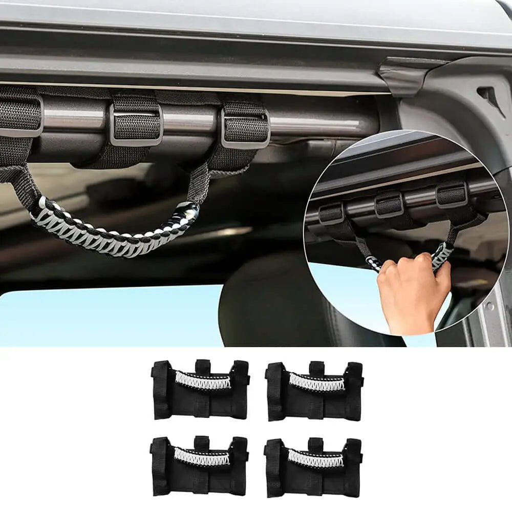 For Jeep Wrangler JL JK TJ YJ & Gladiator JT Roll Bar Grab Handles Paracord Grip Handle 4PCS