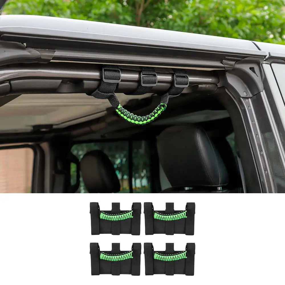 For Jeep Wrangler JL JK TJ YJ & Gladiator JT Roll Bar Grab Handles Paracord Grip Handle 4PCS