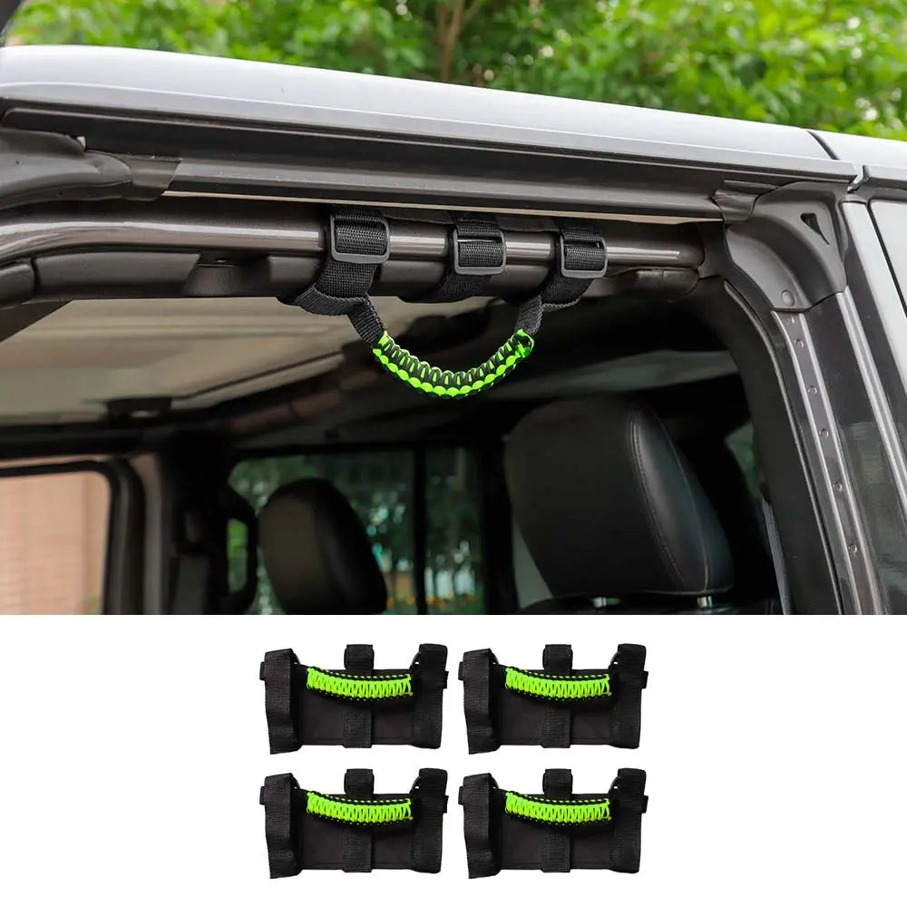For Jeep Wrangler JL JK TJ YJ & Gladiator JT Roll Bar Grab Handles Paracord Grip Handle 4PCS