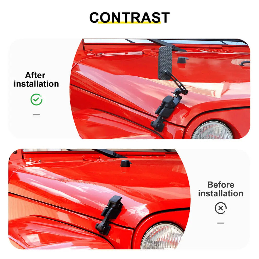 For Jeep Wrangker JK TJ Exterior Engine Hood Buckle Mirror Rearview Accessories