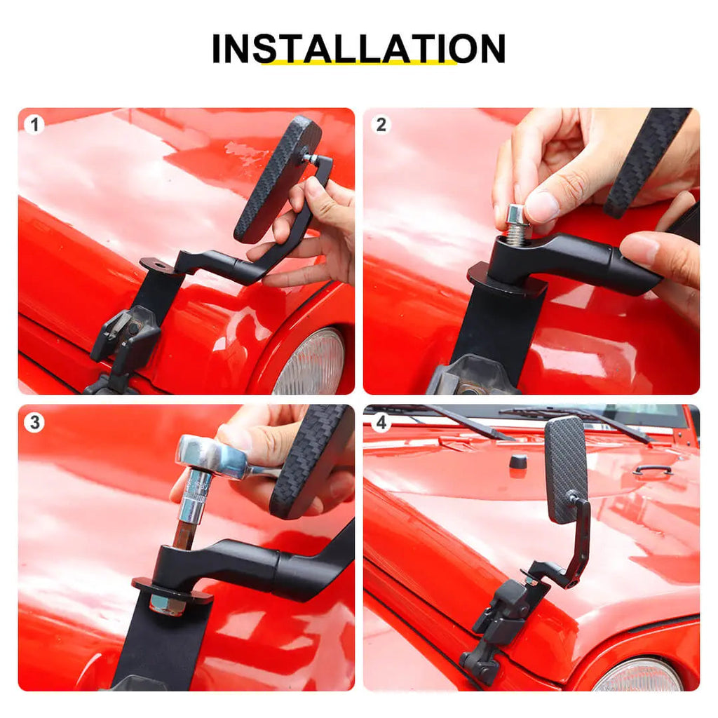 For Jeep Wrangker JK TJ Exterior Engine Hood Buckle Mirror Rearview Accessories