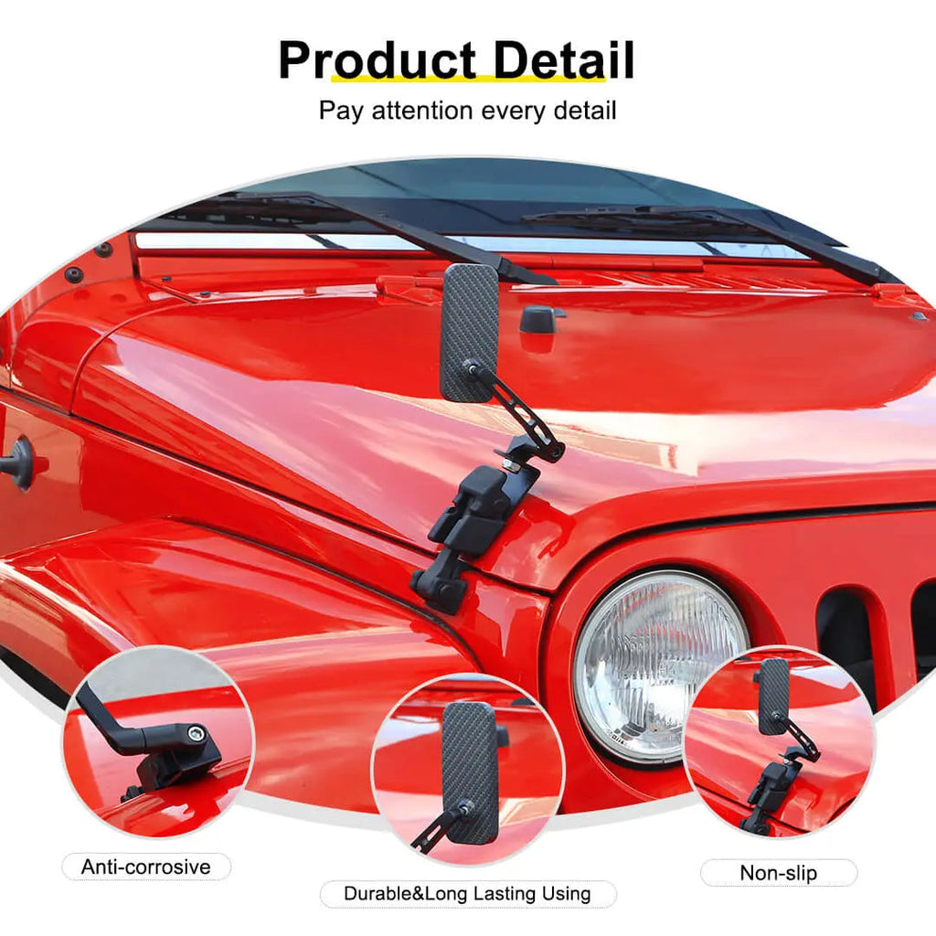 For Jeep Wrangker JK TJ Exterior Engine Hood Buckle Mirror Rearview Accessories