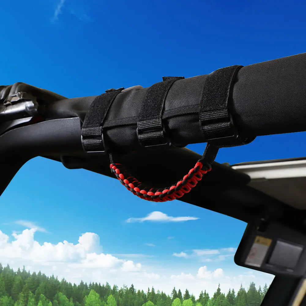For Jeep Wrangler CJ LJ YJ TJ JK JL & Gladiator JT 4 x Roll Bar Paracord Grab Grip Handle with USA Flag