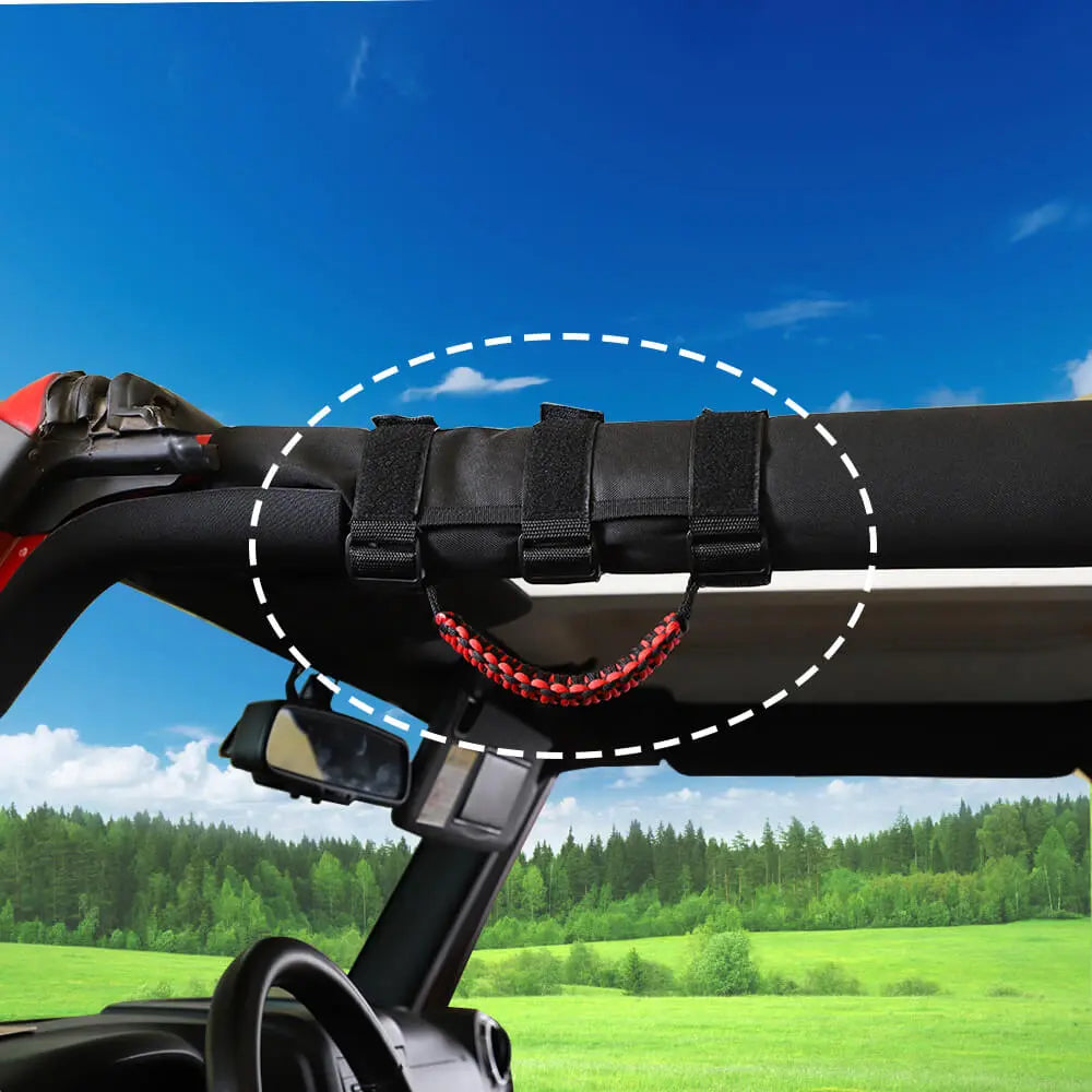 For Jeep Wrangler CJ LJ YJ TJ JK JL & Gladiator JT 4 x Roll Bar Paracord Grab Grip Handle with USA Flag