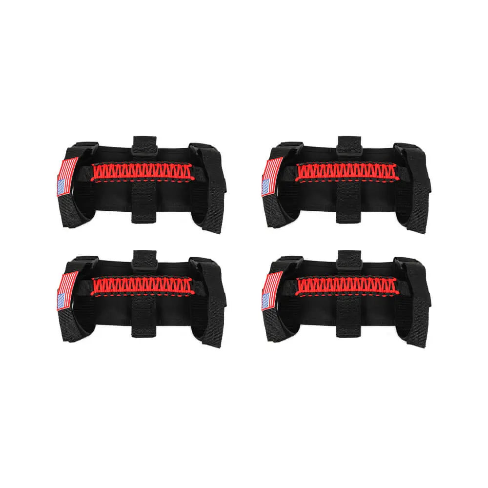 For Jeep Wrangler CJ LJ YJ TJ JK JL & Gladiator JT 4 x Roll Bar Paracord Grab Grip Handle with USA Flag