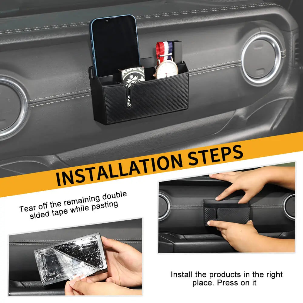 For Jeep Wrangler CJ YJ TJ JK JKU JL JLU JT /Patriot Passenger Storage Box Double Compartment Organizer  Carbon Fiber