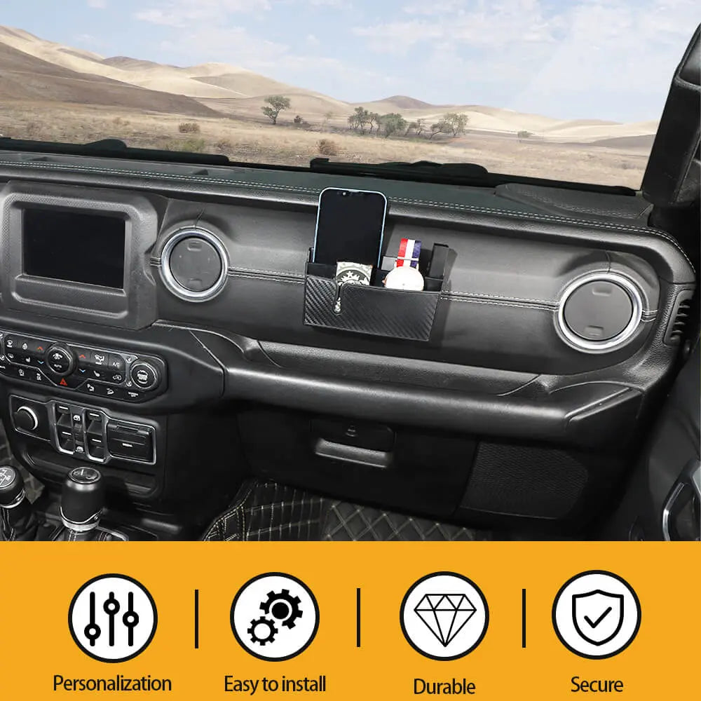 For Jeep Wrangler CJ YJ TJ JK JKU JL JLU JT /Patriot Passenger Storage Box Double Compartment Organizer  Carbon Fiber