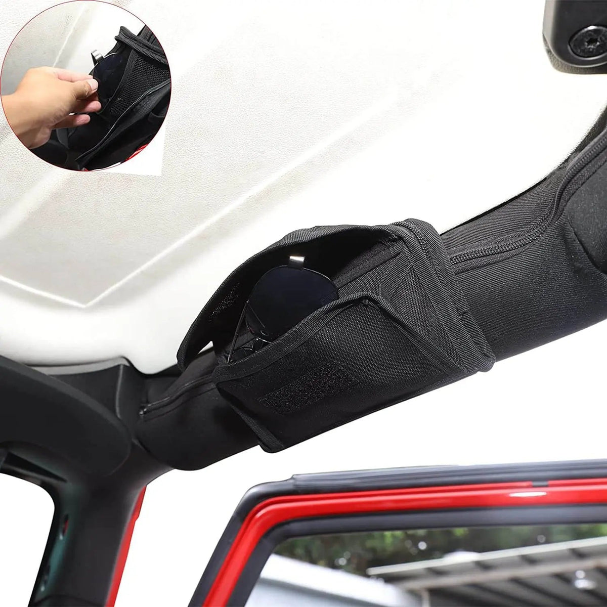 For Jeep Wrangler CJ YJ TJ JK JKU JL JLU & Gladiator JT Roll Bar Sunglasses Holder Storage Bag