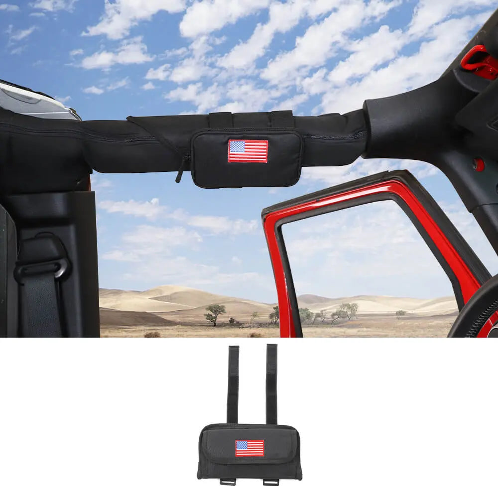 For Jeep Wrangler CJ YJ TJ JK JKU JL JLU & Gladiator JT Roll Bar Sunglasses Holder Storage Bag