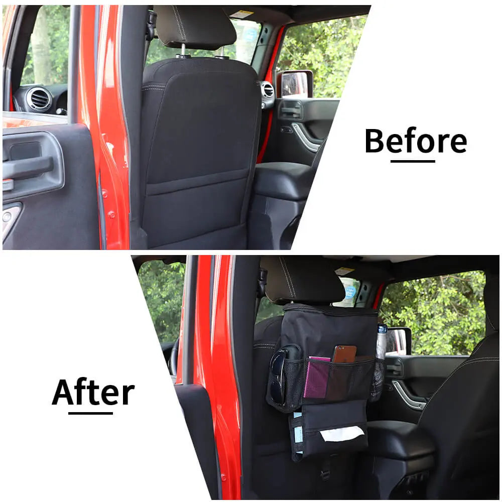 For Jeep Wrangler CJ YJ TJ JK JL JT Car Back Seat Multi-Pocket Travel Cooler Storage Bag Box Hanger Organizer Holder