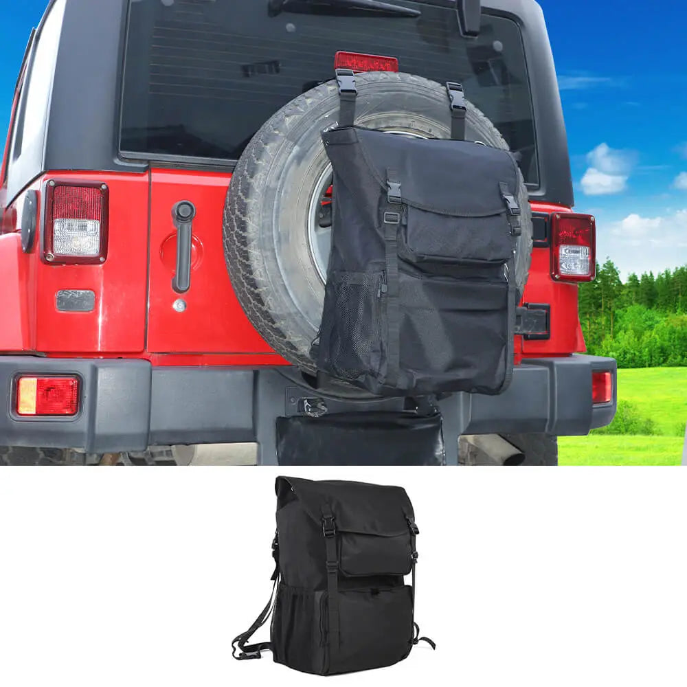 For Jeep Wrangler CJ YJ TJ JK JL JT Car Spare Tire Multi-functional Storage Bag Black