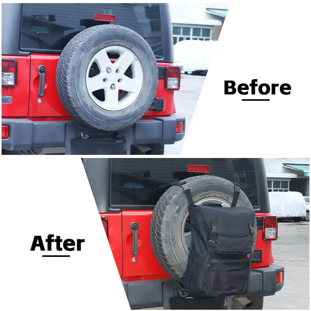 For Jeep Wrangler CJ YJ TJ JK JL JT Car Spare Tire Multi-functional Storage Bag Black