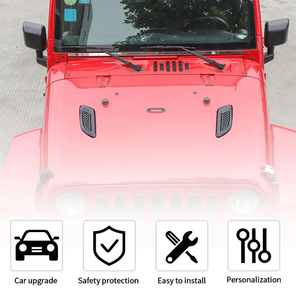 For Jeep Wrangler CJ YJ TJ JK JL JT /Patriot Hood Air Flow Intake Vent Scoop Bonnet Vent Cover Trim