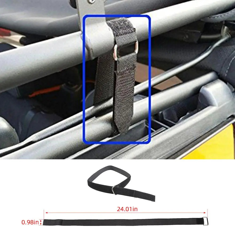 For Jeep Wrangler CJ YJ TJ JK JL JT Soft Top Rear Window Roll-Up Snap Straps