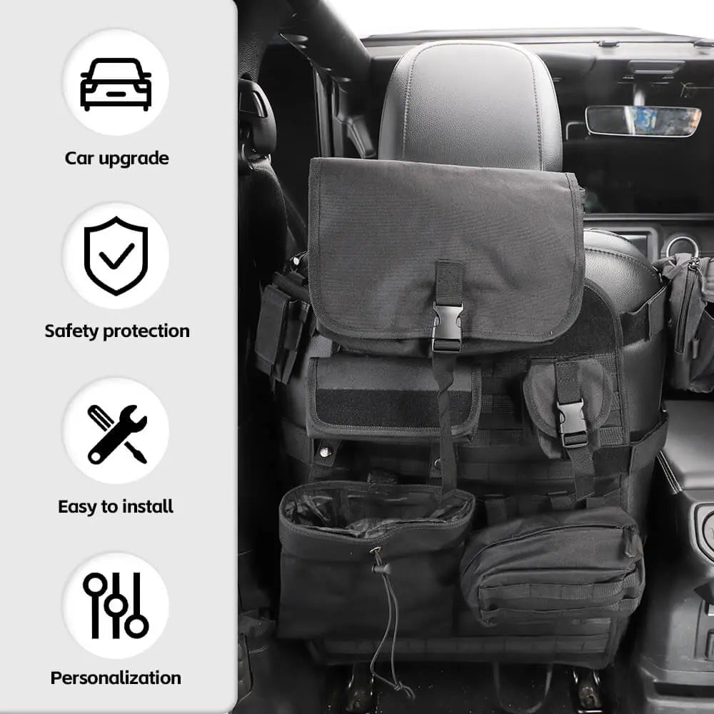 For Jeep Wrangler CJ YJ TJ JK JL JT & Unlimited 10PCS Multi-functional Front Seat Cushion Cover Storage Bag