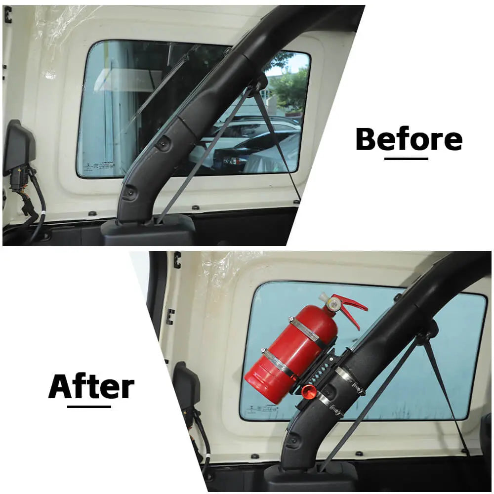 For Jeep Wrangler CJ YJ TJ JK JL Quick Release Fire Extinguisher Mount - Aluminum Adjustable UTV Roll Bar Fire Extinguisher Holder Mounting Bracket