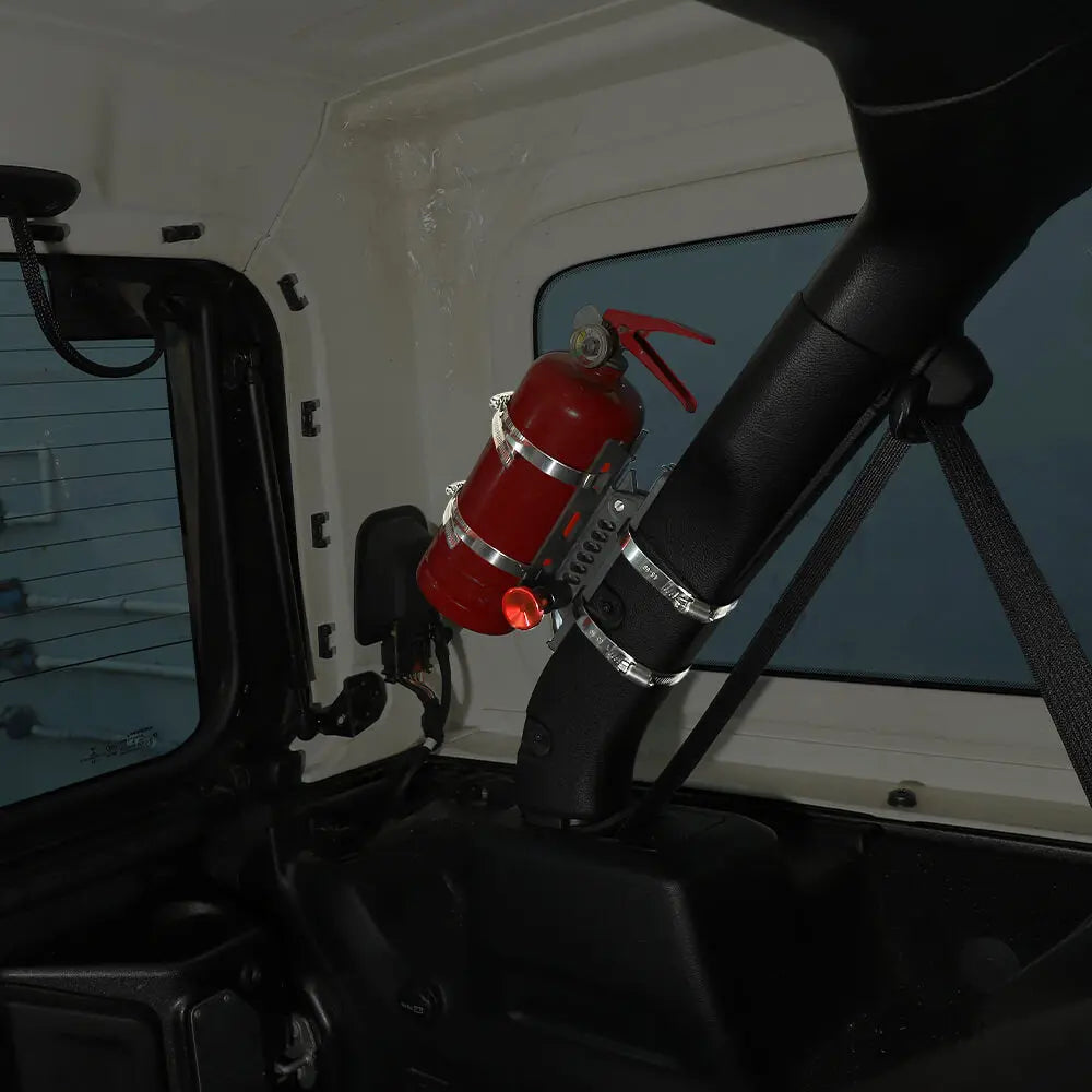 For Jeep Wrangler CJ YJ TJ JK JL Quick Release Fire Extinguisher Mount - Aluminum Adjustable UTV Roll Bar Fire Extinguisher Holder Mounting Bracket