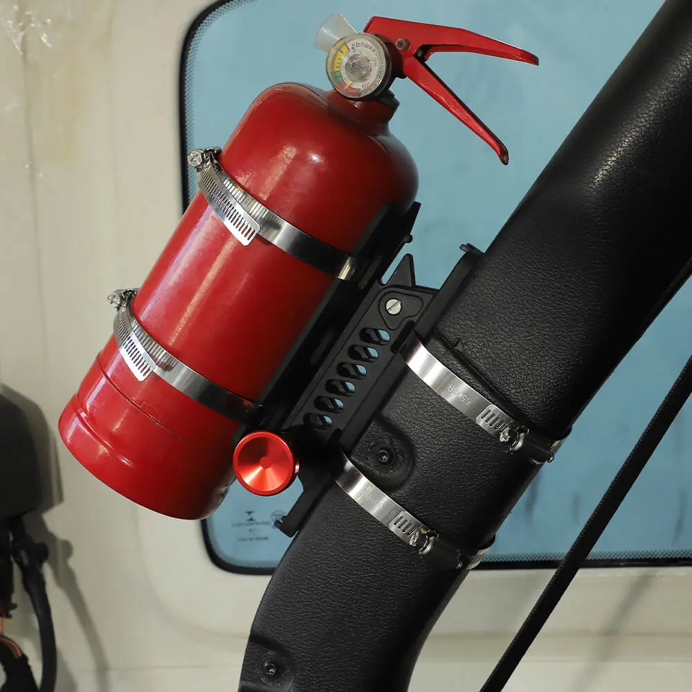 For Jeep Wrangler CJ YJ TJ JK JL Quick Release Fire Extinguisher Mount - Aluminum Adjustable UTV Roll Bar Fire Extinguisher Holder Mounting Bracket