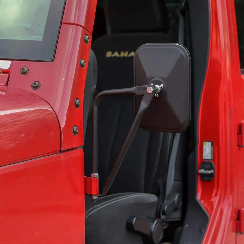 For Jeep Wrangler CJ YJ TJ JK JL & JT Side Mirrors Square Doorless Rear View Quick Release Mirrors Textured