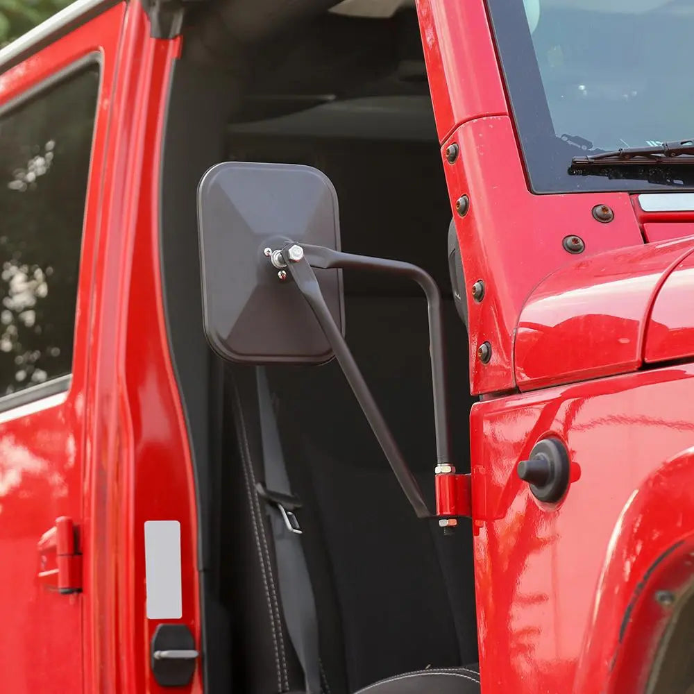 For Jeep Wrangler CJ YJ TJ JK JL & JT Side Mirrors Square Doorless Rear View Quick Release Mirrors Textured