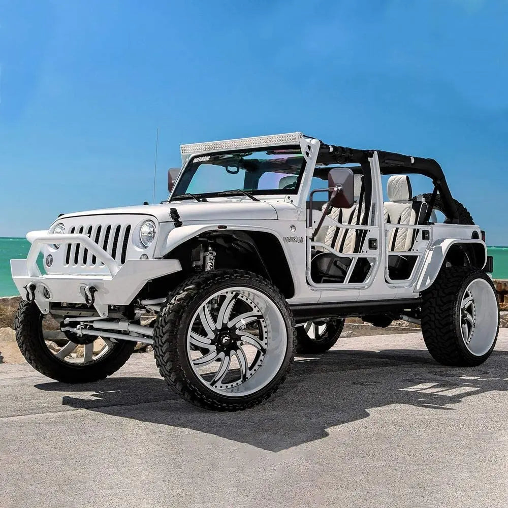 For Jeep Wrangler CJ YJ TJ JK JL & JT Side Mirrors Square Doorless Rear View Quick Release Mirrors Textured