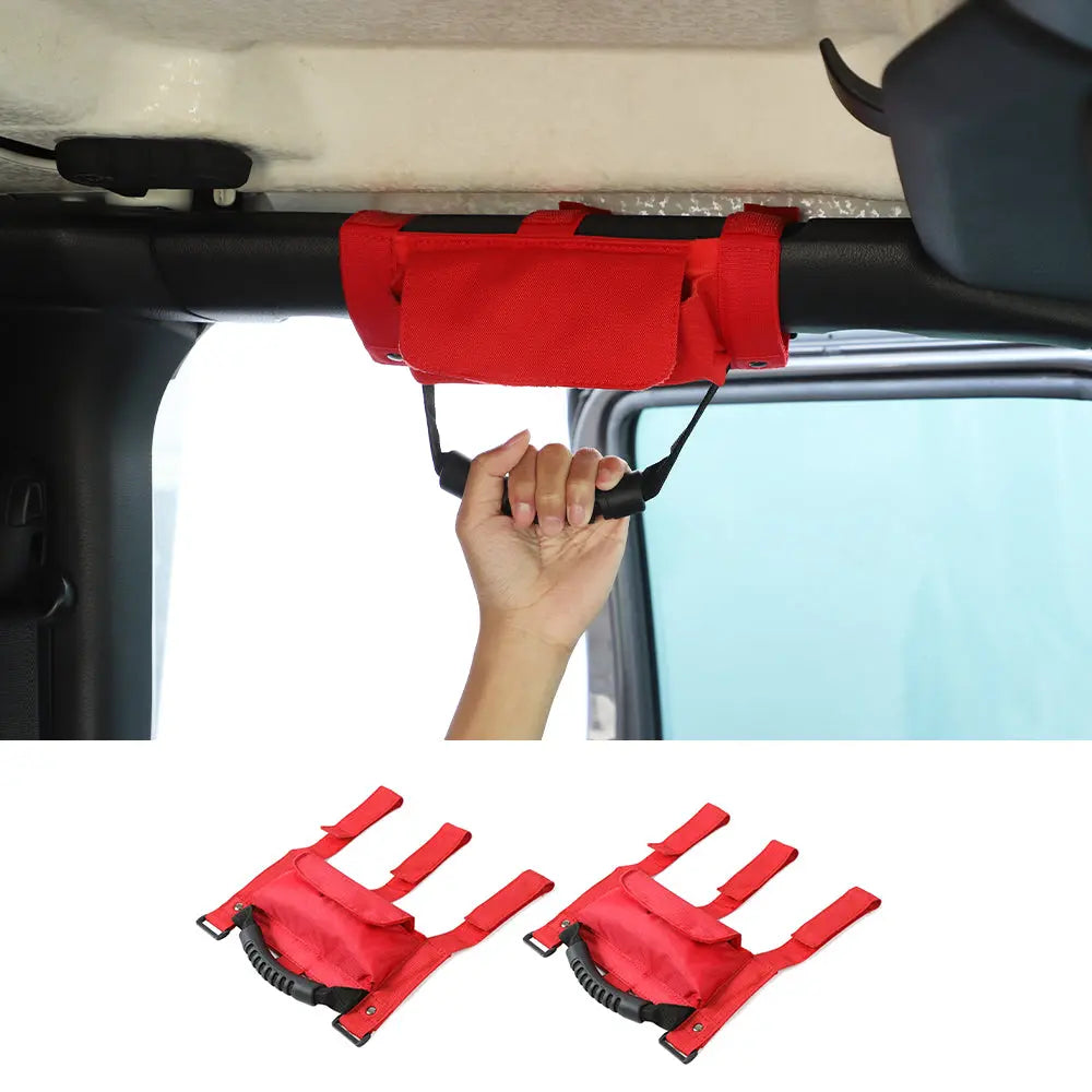 For Jeep Wrangler CJ YJ TJ JK JL &Gladiator JT Heavy Duty Roll Bar Grab Handles with Storage Bag