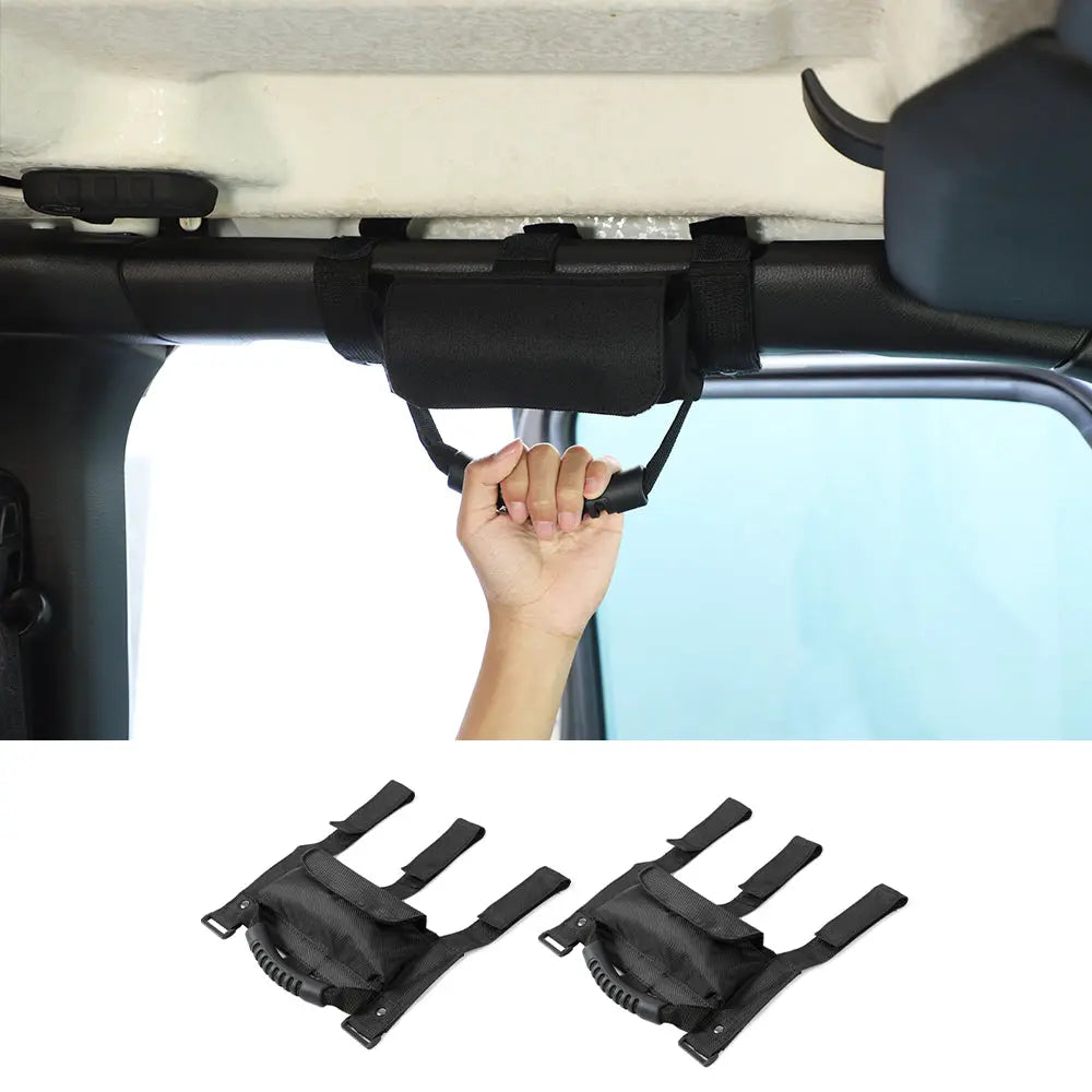 For Jeep Wrangler CJ YJ TJ JK JL &Gladiator JT Heavy Duty Roll Bar Grab Handles with Storage Bag