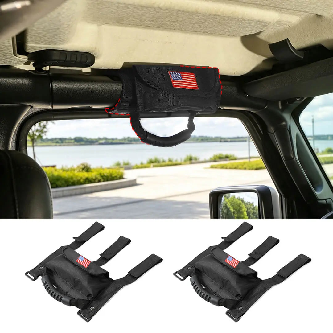 For Jeep Wrangler CJ YJ TJ JK JL &Gladiator JT Heavy Duty Roll Bar Grab Handles with Storage Bag