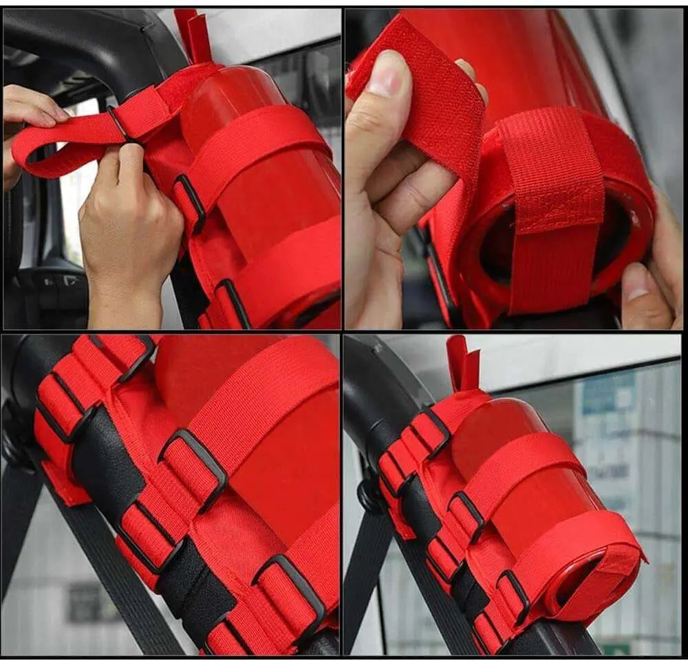 For Jeep Wrangler CJ YJ TJ LJ JK JL JT Roll Bar Fire Extinguisher Holder Adjustable Strap Mount
