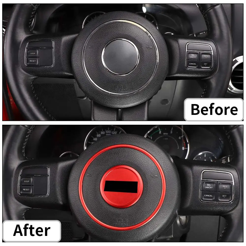 For Jeep Wrangler JK 07-18/Grand Cherokee 11-13 /Patriot 11-16 2X Steering Wheel Central Ring Trim