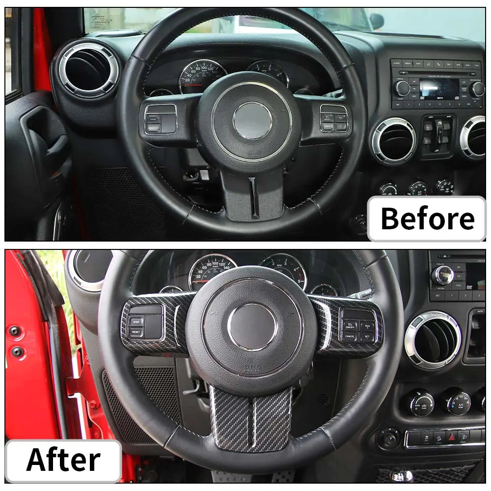For Jeep Wrangler JK 11-18 & Patriot Compass11-16 & Grand Cherokee11-13 Steering Wheel Covers Panel Trim