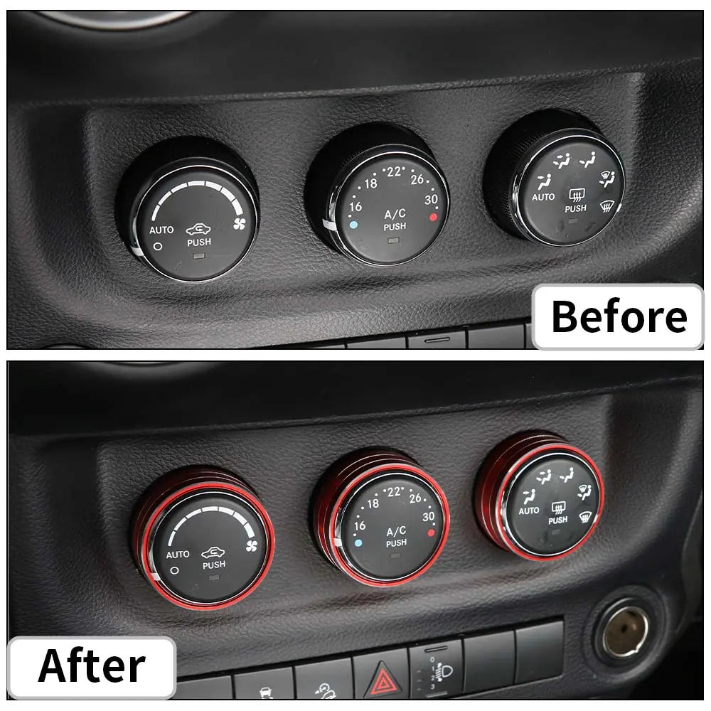 For Jeep Wrangler JK 11-18/ Compass Patriot 10-16 / Liberty 08-12 Air Conditioner Switch Knob Trim Ring